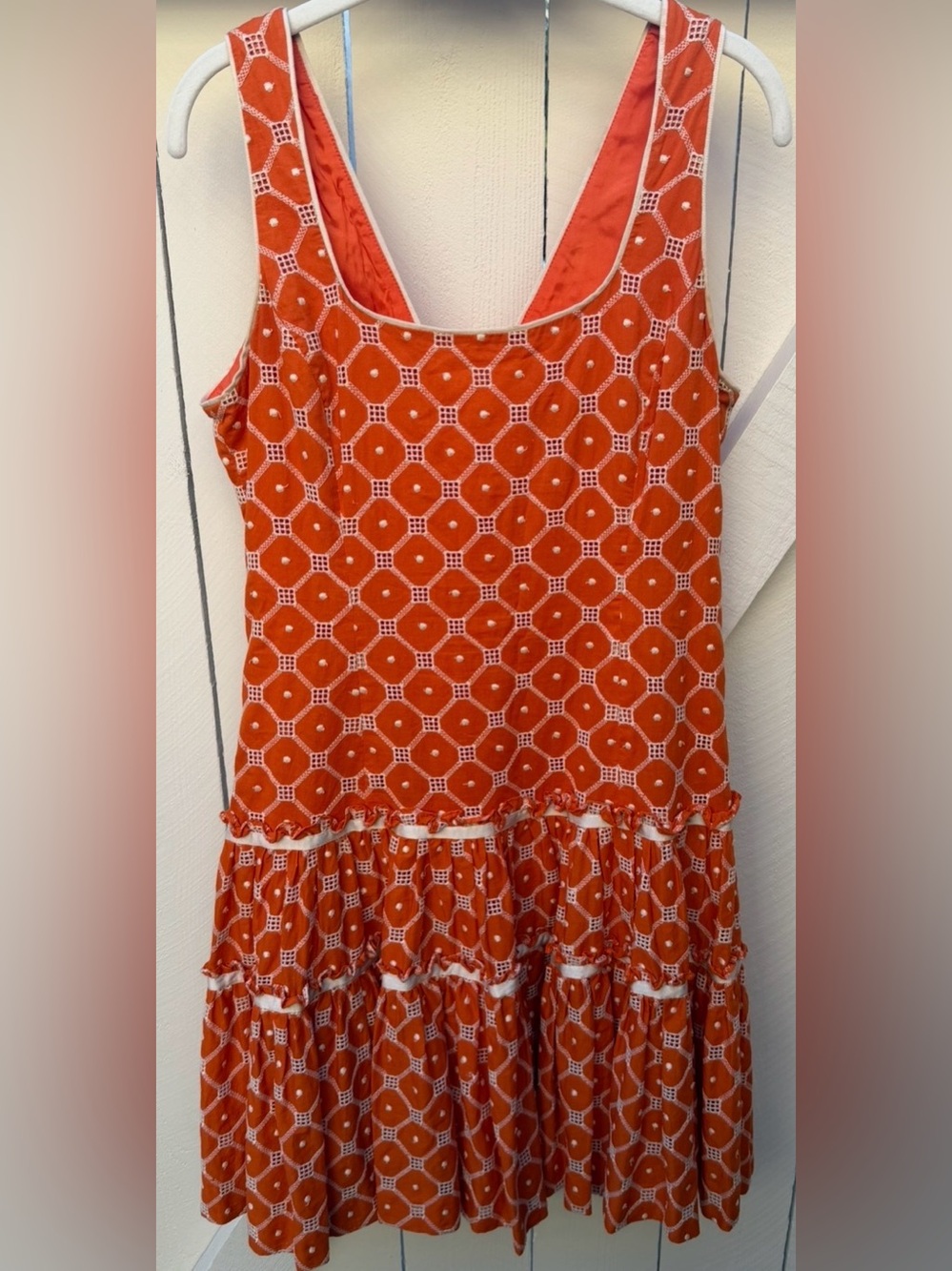 Worth Orange Geometric Ruffle Hem Sundress size 6
